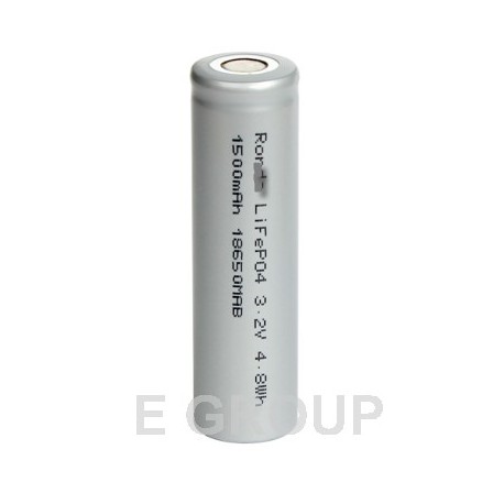 Batterie solaire 3,2 volts au Lithium 18650 IFR LiFePo4 avec pôle positif  sur-élevé, non protégée, capacité de 1400-1500mAh, dimensions environ  66,1x18mm, Batteries LiFePo4, Batteries